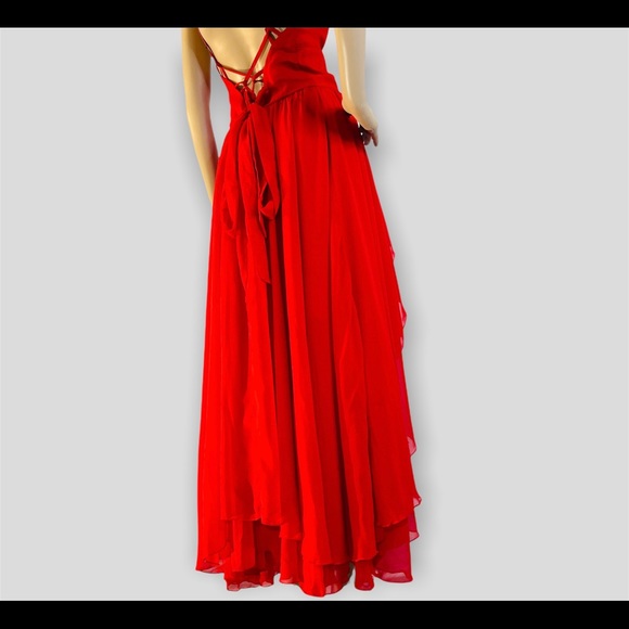 COPY - Sexy Red Party Irregular Ruffle High Waist Vestidos Dress New - Picture 5 of 11